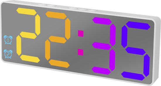 Nuvance Digitale Wekker - Digitale Klok - Wekkers voor Kinderen & Volwassenen - Reiswekker - Slaapkamer - Led Wekkers Digitaal - Wit Kleur
