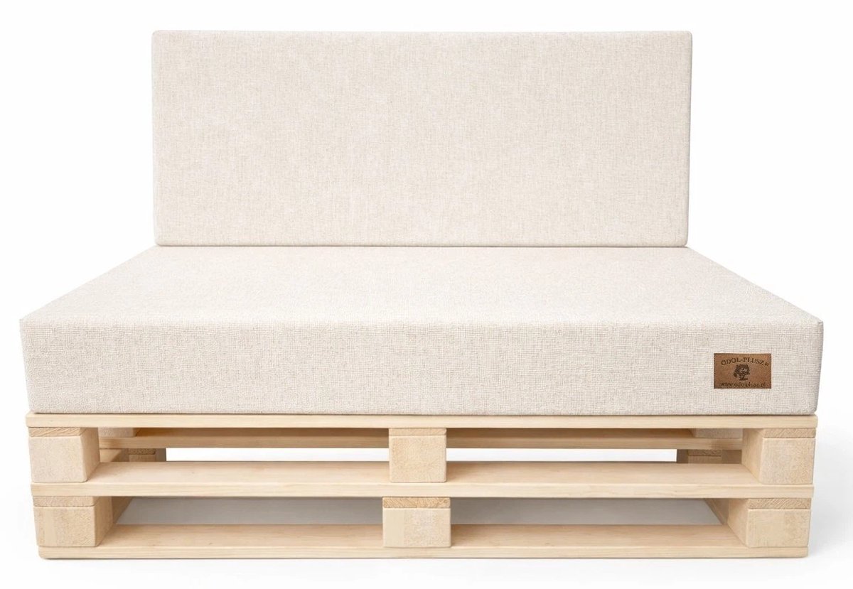 Palletkussen set 2-delig voor tuinbank en palletmeubels - UV-bestendig, waterafstotend, met afneembare hoes, beige