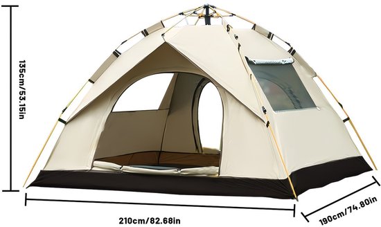 Snel Opzetten Campingtent 1‑4 Personen Waterdicht Lichtgewicht Ventilatie Kampeertent Outdoor van Merkloos — afbeelding 4