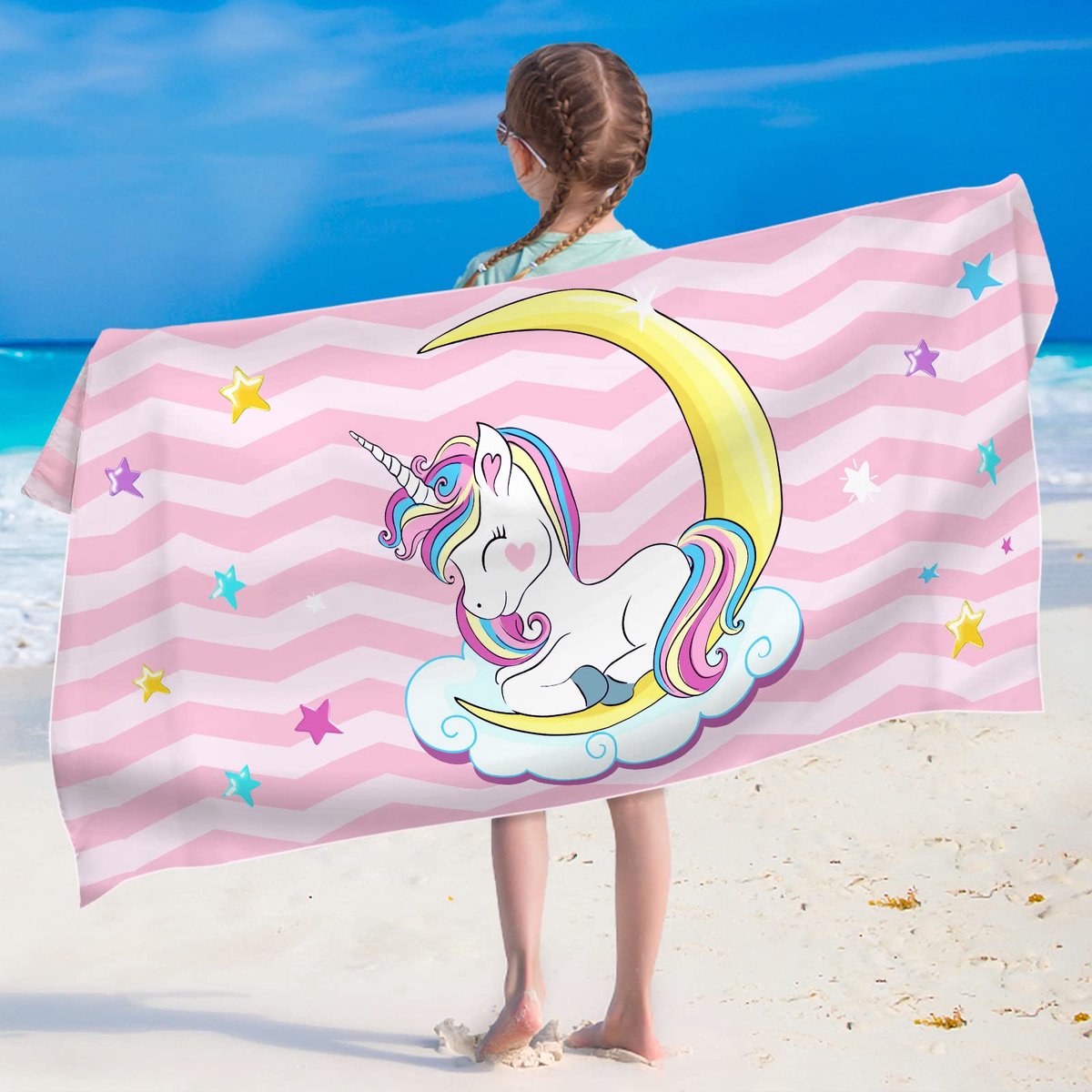 Strandhanddoek - Microvezel - 80x160 cm - Eenhoorn - Sneldrogend
