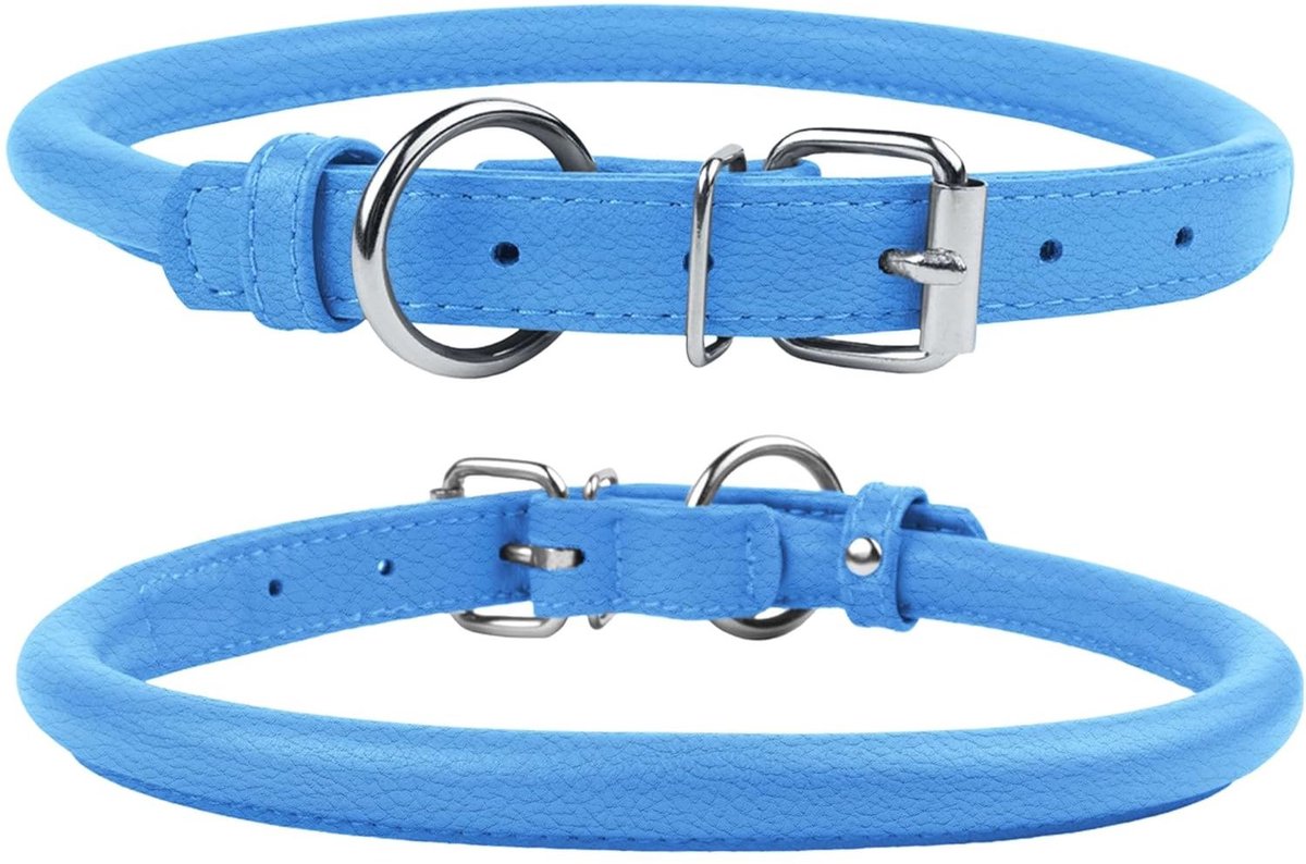 Halsband Hond Leer - Luxe Leren Halsband Hond - Honden Halsband - Hondenhalsband - Leren Honden Halsband - Leren Hondenhalsband - Sterke Halsband - Snelle Installatie - Leer - 8-11 in - Lichtblauw - van Imperatoris