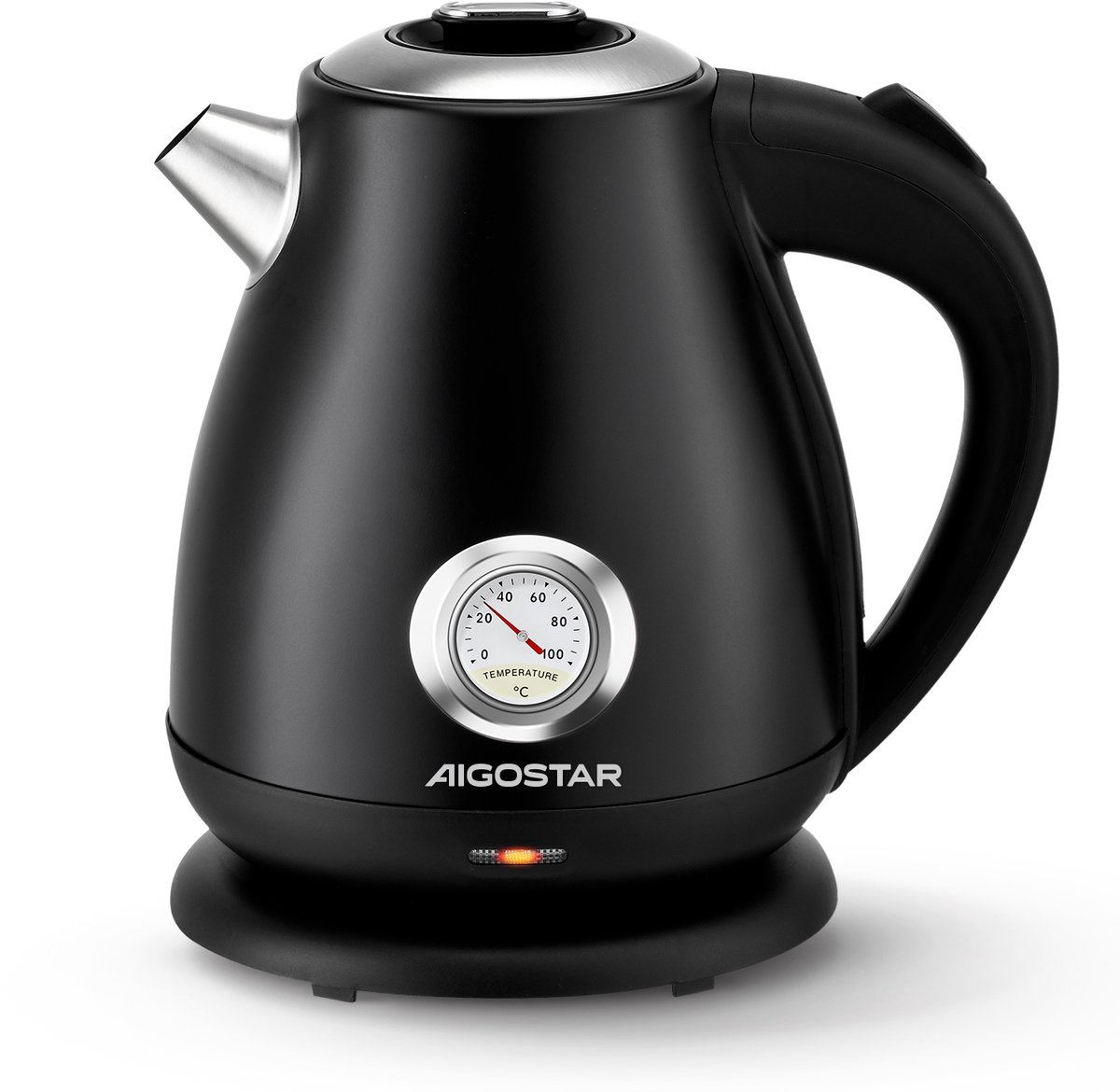 Aigostar Waterkoker Retro - BPA Vrij - 1,7 Liter - Elektrische Waterkoker - BPA-vrij - Anti calcium filter - RVS - 2200W- Zwart — afbeelding 1
