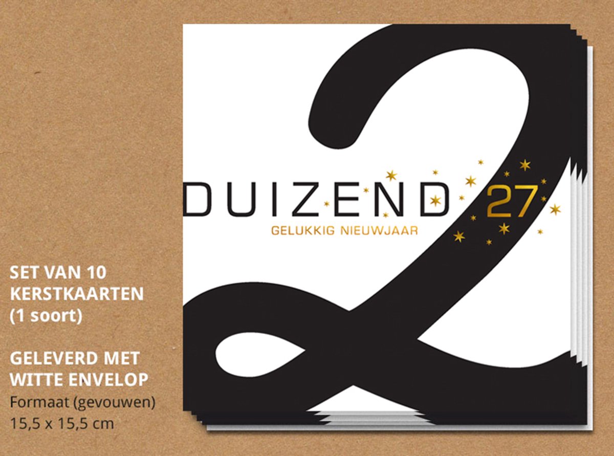 Luxe nieuwjaarskaarten 2027 met enveloppen, Grote 2 - 10 stuks
