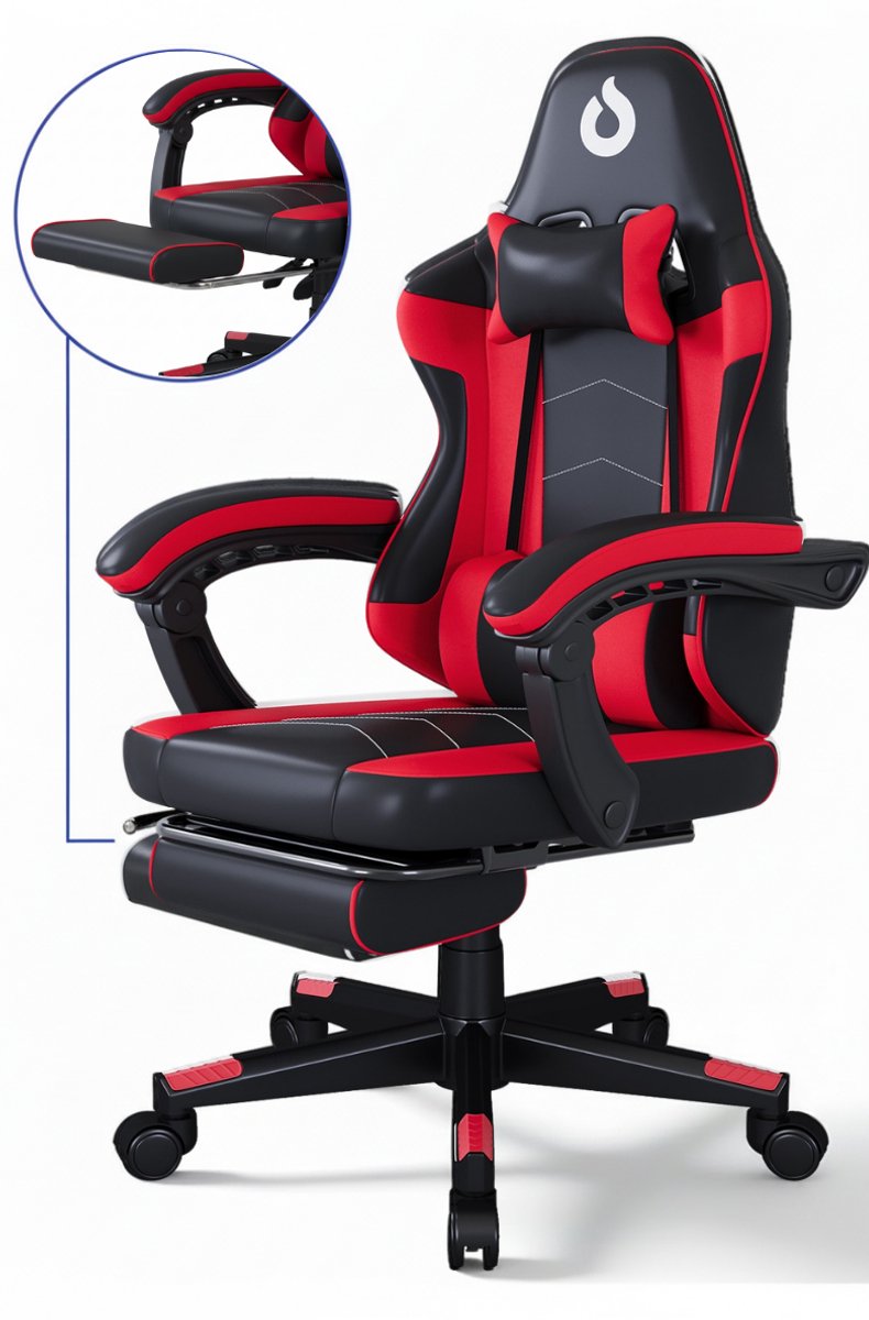 Afbeelding van Stane Verstelbare Ergonomische Gamestoel met Voetsteun