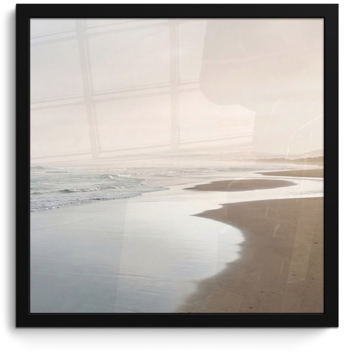 FrameYourWall Poster in lijst - Fotolijst 40x40 cm - Posters - Kustlijn - Strand - Oceaan - Posterlijst zwart - Decoratie - Wanddecoratie woonkamer - Muurdecoratie slaapkamer