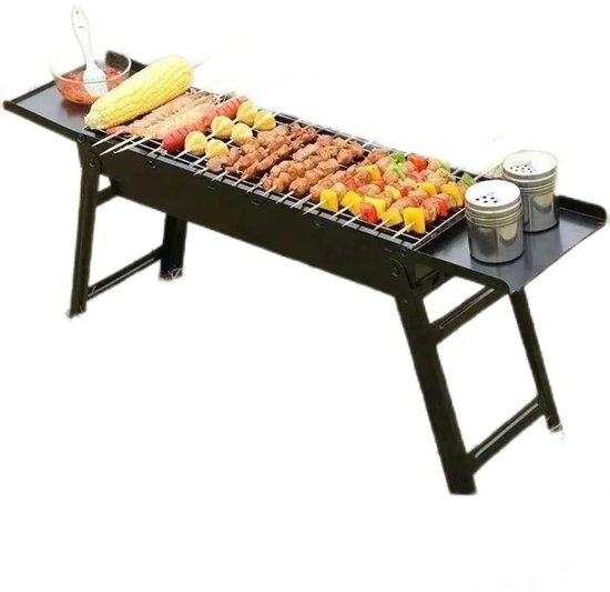 Linkforu - Buiten BBQ - Grill - Houtskool Barbecue - Rek - Gereedschap - Opvouwbaar - Draagbaar - Thuis - Camping - Incl. Opberghoes - Zwart - 60X22X33CM van Merkloos — afbeelding 5
