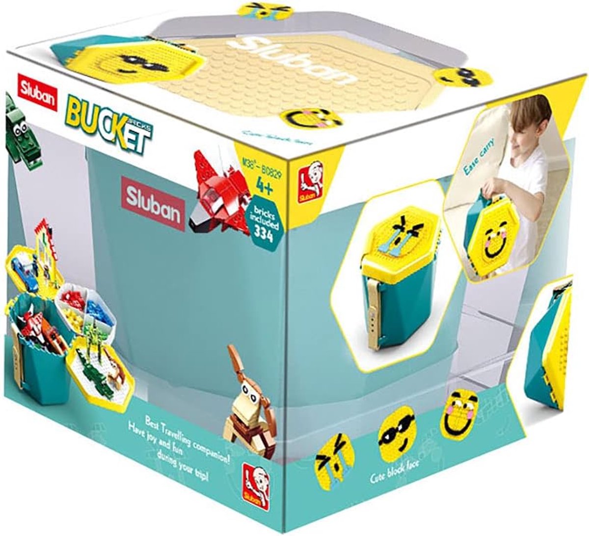 Blokken Emmer - Bouwstenen Set - Creatief Spelen - Gemakkelijk Opbergen - 15x15x15 cm - Veelkleurig