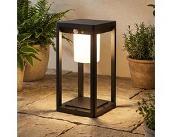 LumenXL Moderne solar staande buitenlamp zwart met sensor - Kiran