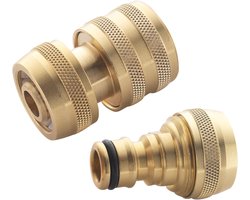 Slangaansluitingen - Koperen Koppelingen - Tuin Watering - BWF3 Draadtype - 1/2 Inch - Brons