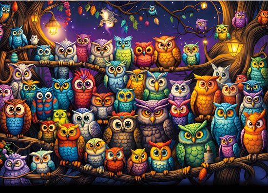 Kraftverdia Puzzel 1000 Stukjes Volwassenen - Legpuzzel Uilenfamilie - Moeilijke Legpuzzel voor Volwassenen