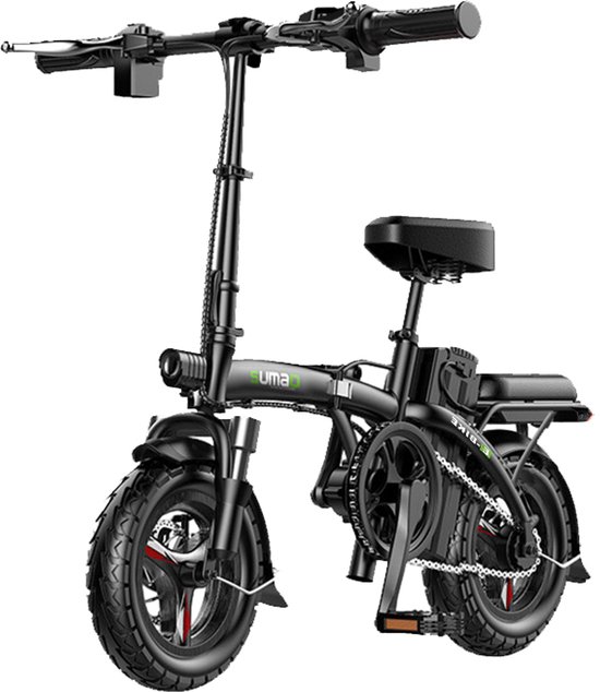 Sumao Elektrische Fiets 14 Inch - De PAS-stand heeft 3 snelheidsniveaus - 154 Motor 400W - Battery 48V10AH - Compact & Geschikt voor Stad en Vrije Tijd - Elektrische Vouwfiets - Zwart