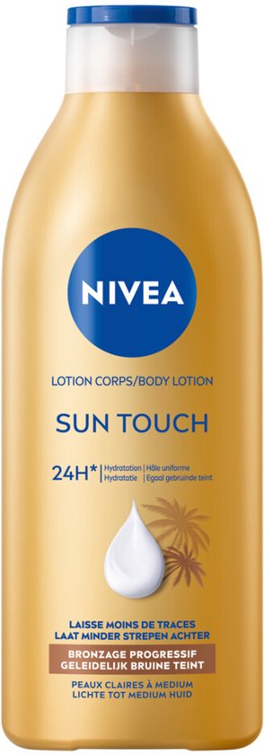 NIVEA Sun Touch Body Lotion - Egaal Gebruinde teint - Hydraterende Lotion - Ginkgo biloba en druivenpitolie - Bruinen zonder Zon - 400 ml