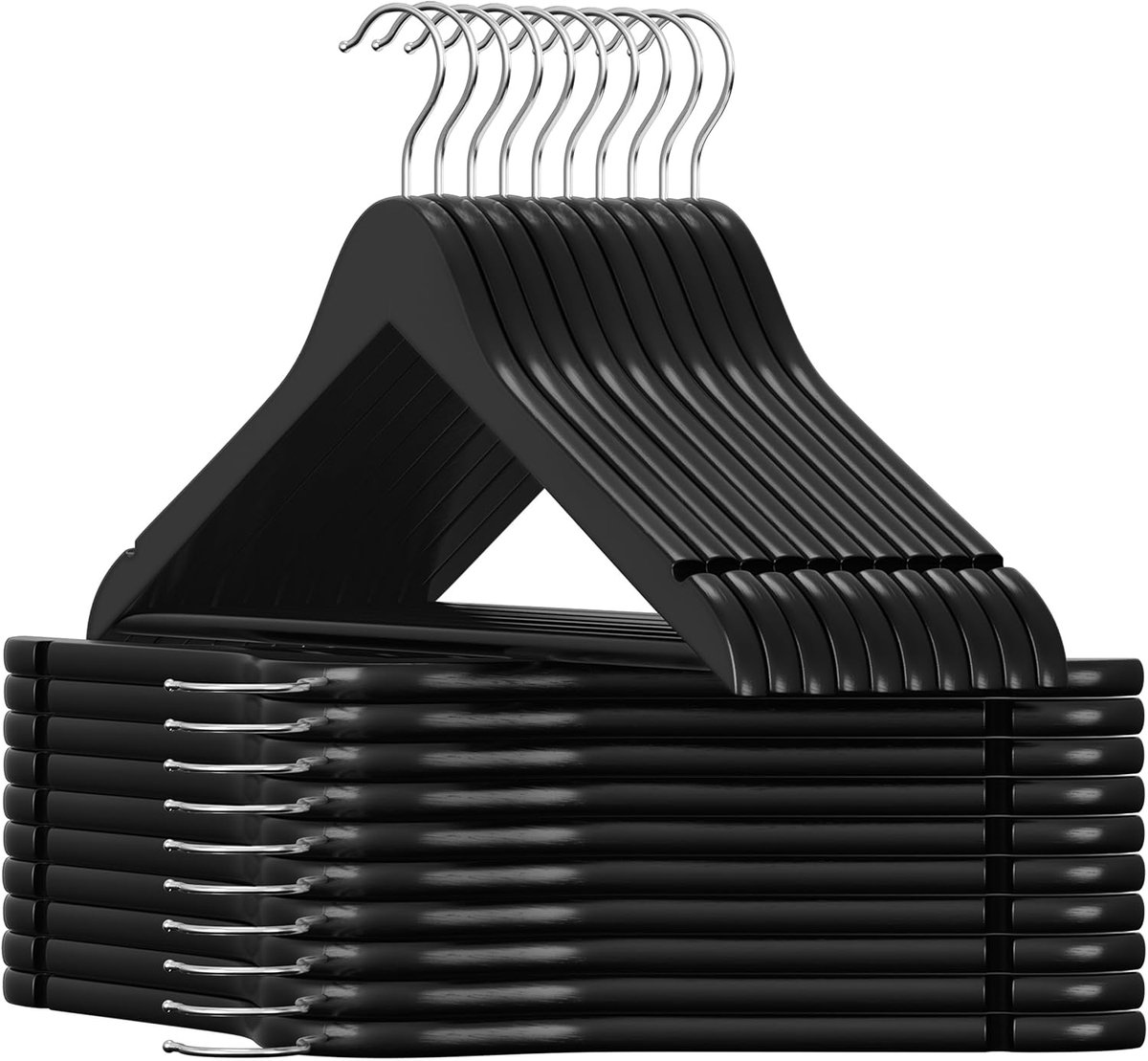 SMH LINE® Kledinghangers - Kleerhangers - Broekhanger - 50 Stuks - Volwassenen - 100% FSC - Anti Slip - Zwart