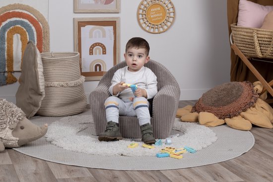 Kinderzetel Corduroy Beige - Velvet - Kinderfauteuil Ribstof - Kinderbank Superzacht - Kindersofa - Kinder fauteuil Ribfluweel- Kinderzeteljes peuters - Kinder zetel - Kinderstoel - kinderfauteuils - Gomoor — afbeelding 3