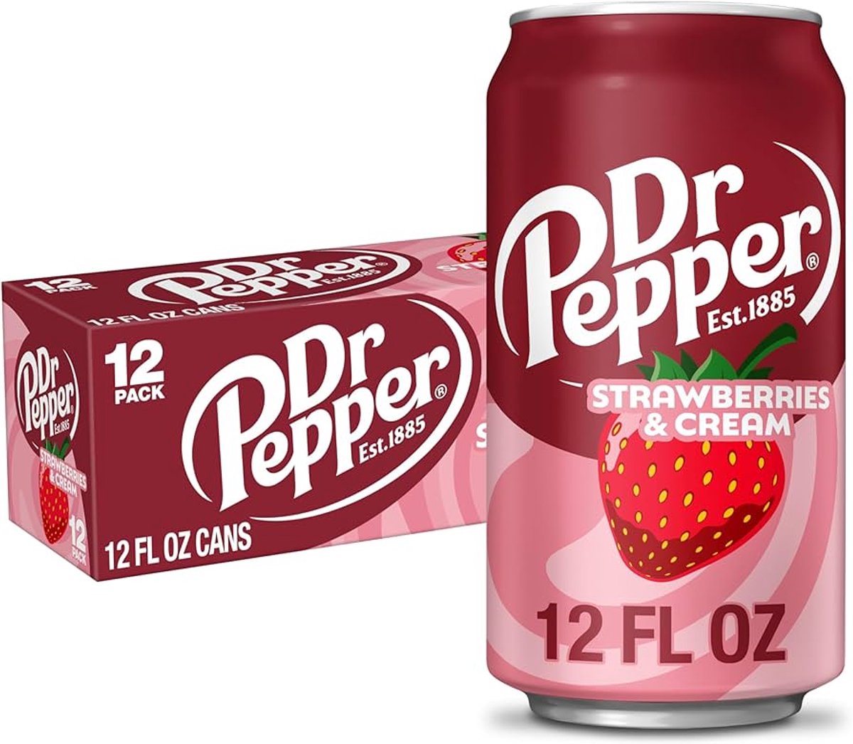 Dr. Pepper - Strawberries & Cream - frisdrank uit de USA - 12 x 0,355 Liter blik