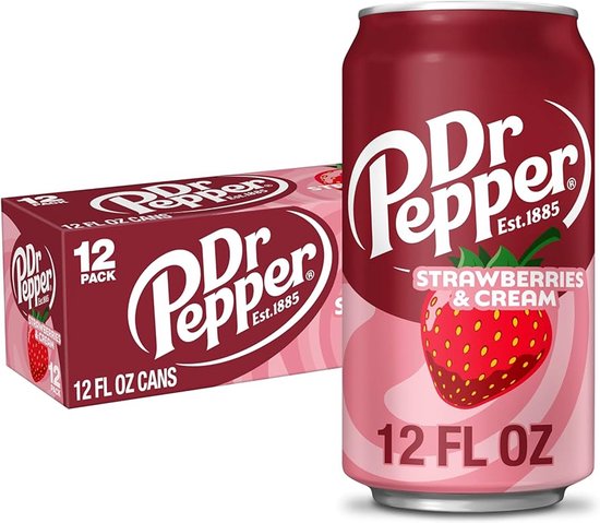Dr. Pepper - Strawberries & Cream - frisdrank uit de USA - 12 x 0,355 Liter blik