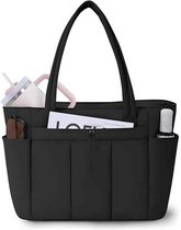 Tote Bag - Sac à main - Sac Met Bekerhouder - Sac matelassé pour femmes - Style Puffer moderne Met compartiment pour ordinateur portable et Trolley Sleeve - 1 pièce - Zwart