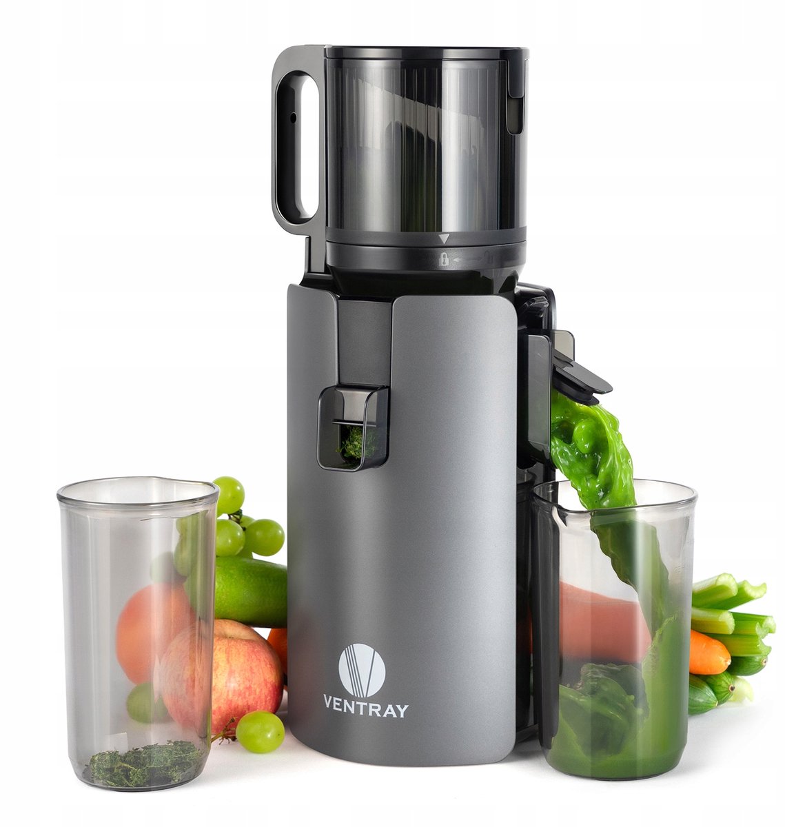 Ventray MAX120 Slowjuicer - Koudpers Juicer - Stil, Hoog Saprendement - Zwart