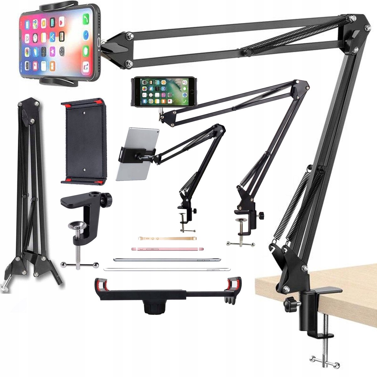 Merkloos - Uittrekbare Telefoonhouder - Bureau - 70cm - Zwart
