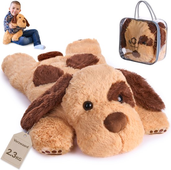 Verzwaringsknuffel Hond 2,3 KG - Weighted Stuffed Animal - Verzwaringsknuffel Volwassenen - Verzwarings Knuffel - Antistress Knuffel - Verzwaringsknuffel Kind Therapeutisch Speelgoed, Machinewasbaar - Ideaal voor Stressverlichting en Focus