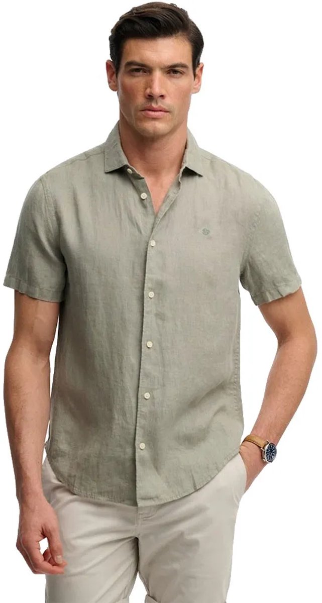 Superdry Riviera Linen Overhemd Met Korte Mouwen 3XL Man Groen