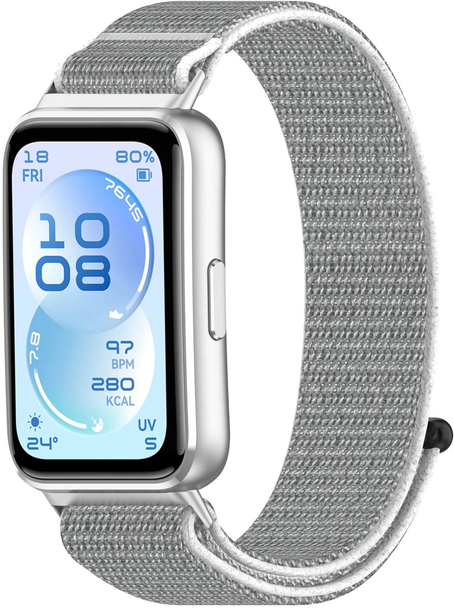 Strap-it Nylon 'Wave' bandje geschikt voor Huawei Band 11 / Huawei Band 11 Pro (Grijs)