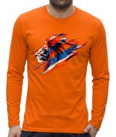 Oranje shirt heren leeuw in Nederlandse kleuren – lange mouw – Koningsdag – EK shirt – WK shirt Maat XXL
