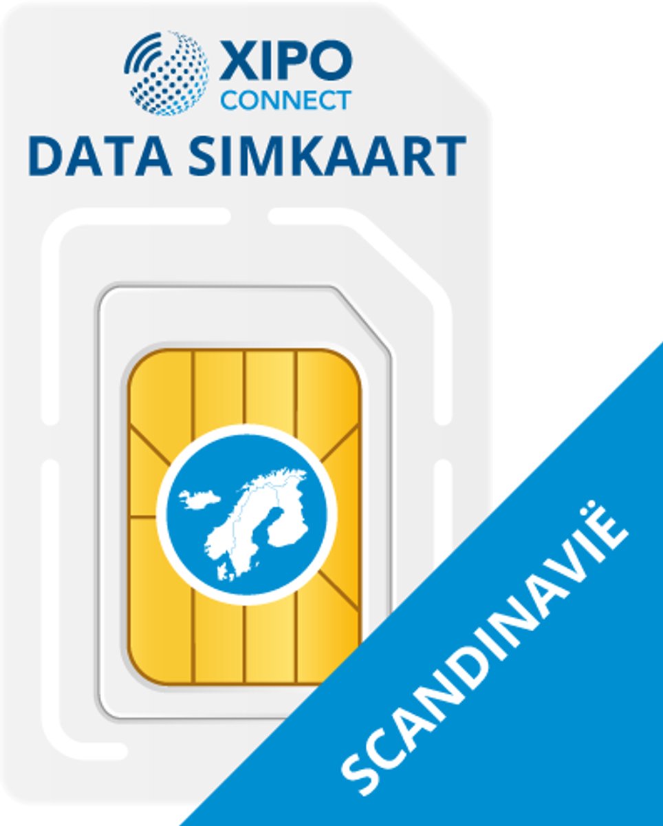 XIPO CONNECT - Data Simkaart Scandinavië + 1GB Data - 365 Dagen geldig