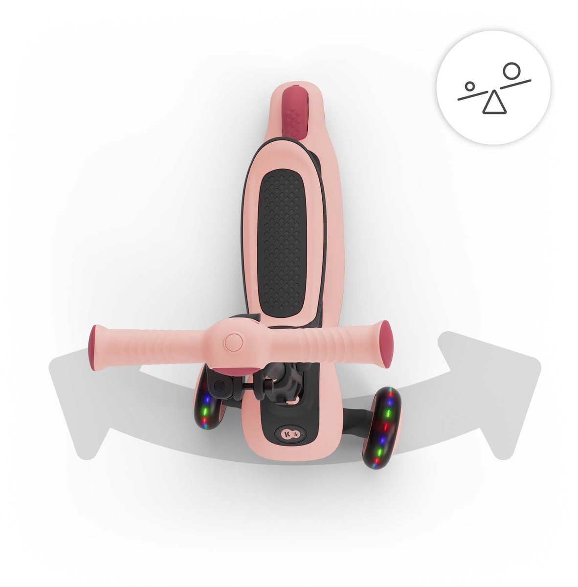 Kinderkraft HALLEY 2 2-in-1 Loopfiets en Driewieler Step - Voor Kinderen van 1-5 Jaar, Max 50 kg - Verstelbaar Zadel en Stuur, Opvouwbaar, LED Wielen - Roze thumbnail 3