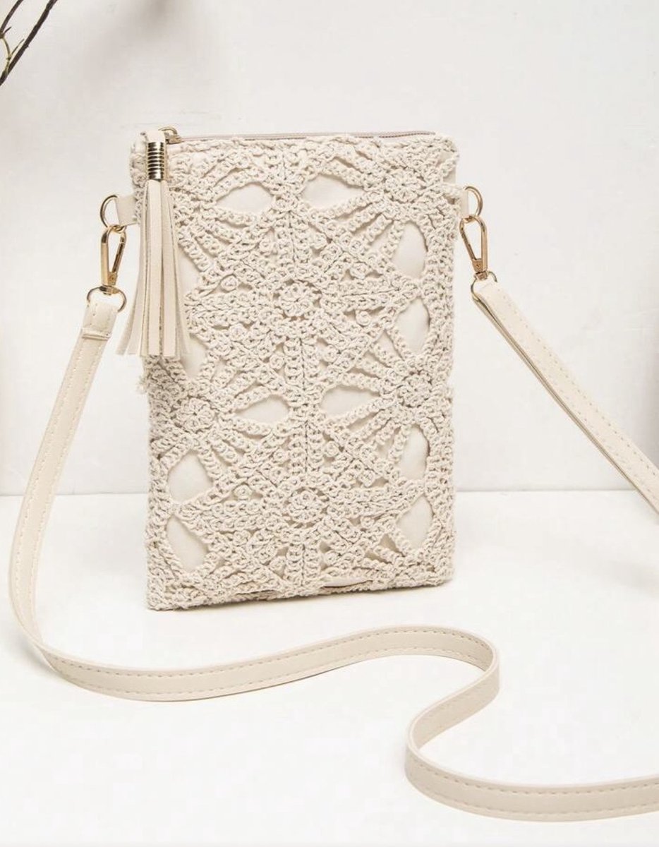 Crossbody tas - lace - lace print - lace tas - gehaakte tas - schoudertas - handtas - tas - donkerrode schoudertas - schoudertas beige- schoudertas - handtas - tas - schoudertas dames - schoudertassen - statement tas - shoulderbag - hobo tas