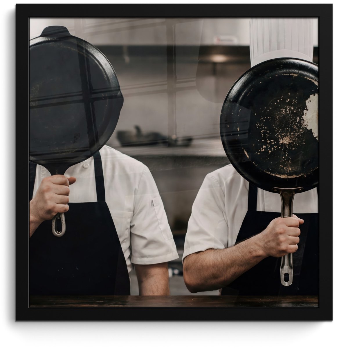 Poster in lijst - Fotolijst 40x40 cm - Posters - Koks - Koekenpannen - Keuken - Posterlijs