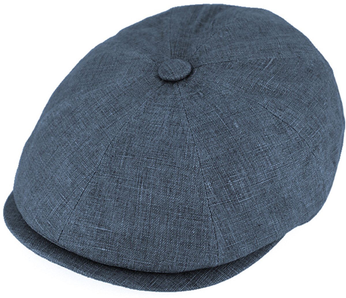 Flatcap Fiebig 8-Panel Cap Linnen met knop en UV UPF50+ Filter kleur blauw maat 55