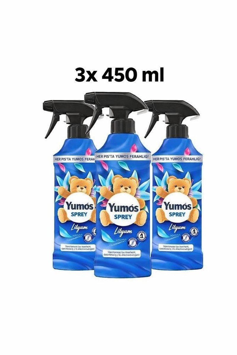 Yumos Spray Lilyum 3x 450 ml – Textielverfrisser – Langdurige Frisse Geur & Directe Opfrissing