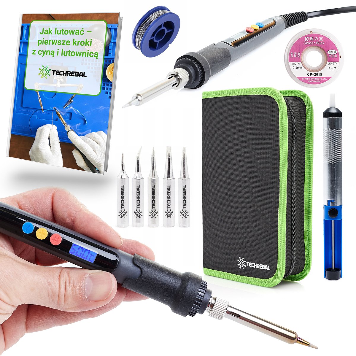 Techrebal NightIron Serie - Precieze Soldeerbout met Display - 60W - Met Accessoires