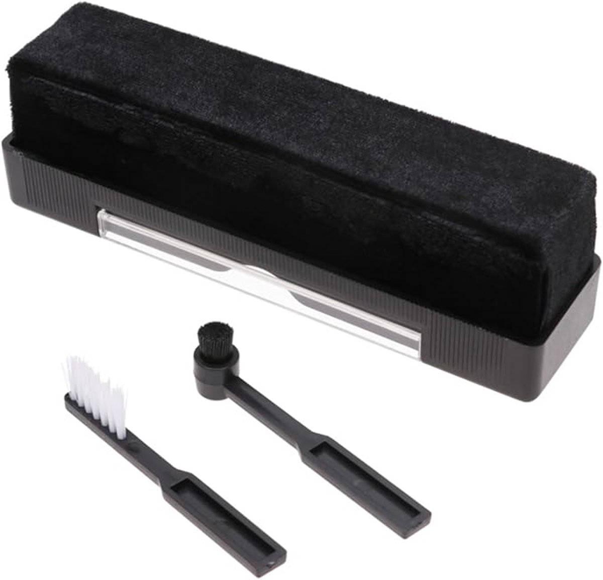 1 stuks - platenborstel vinyl - platenborstel en naaldborstel - platenborstel fluweel - schoonmaakborstel - schrobborstel - reinigingsborstel - soft brush - platenborstel - platen reinigingsset - plaatborstel van carbon - Zwart