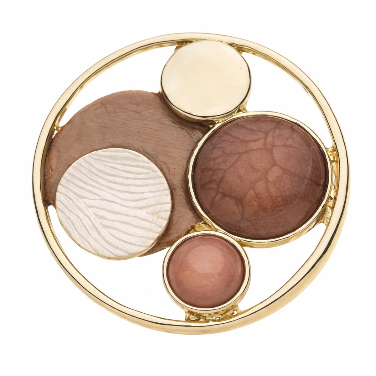 Fashionclip®- Magneet - Broches - Magneetsluiting - Magneetbroche - Rond- Goud - Bruin