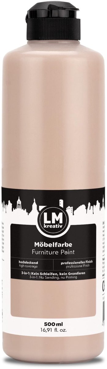 LM-Kreativ Meubelverf - Houtverf op waterbasis - Voor binnen en buiten - Milieuvriendelijk - Cappuccino - 500 ml