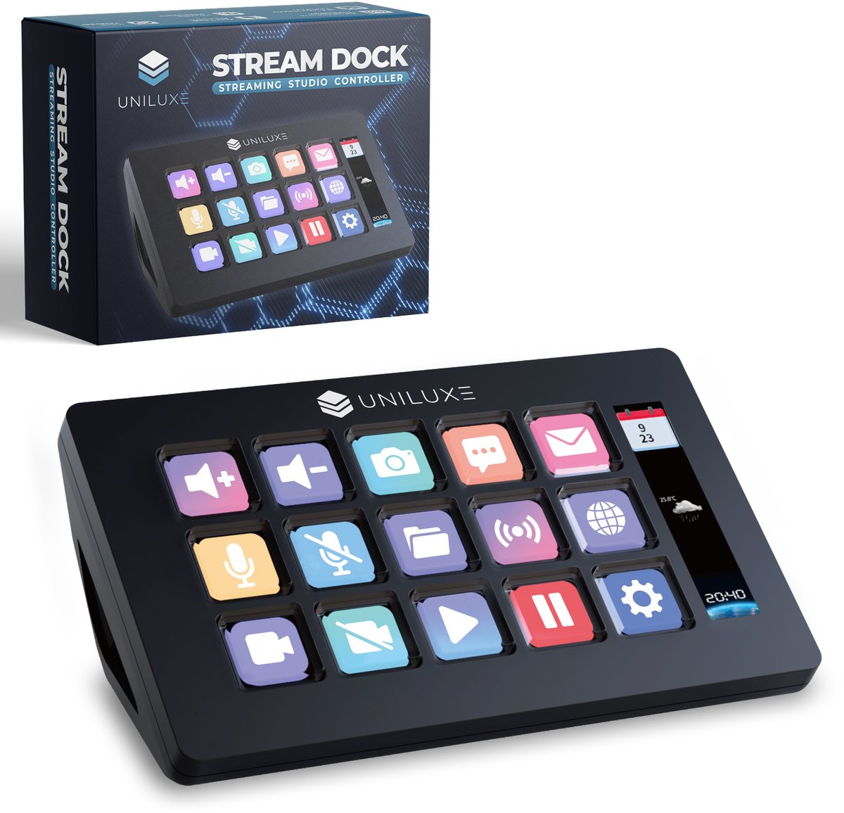 Uniluxe Stream Dock - 15 LCD-toetsen programmeerbare macro keyboard