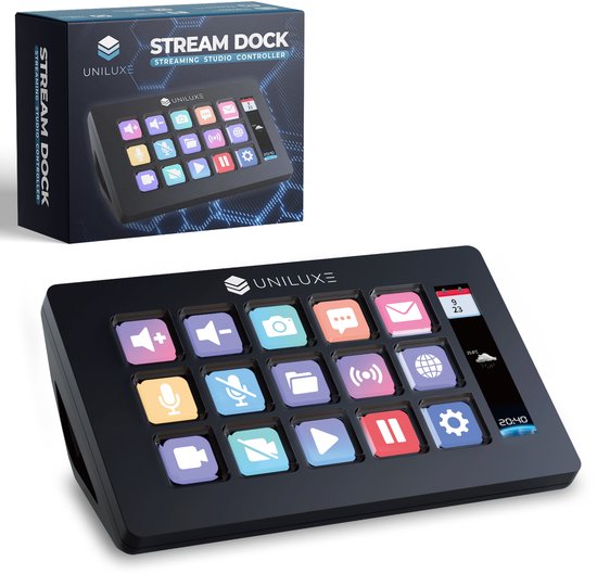 Stream Dock - Uniluxe - Streaming Deck - Macro Keyboard 15 Toetsen - Voor Streaming Werk en Productiviteit - Multifunctioneel - Programmeerbaar - Soundboard - Steam deck