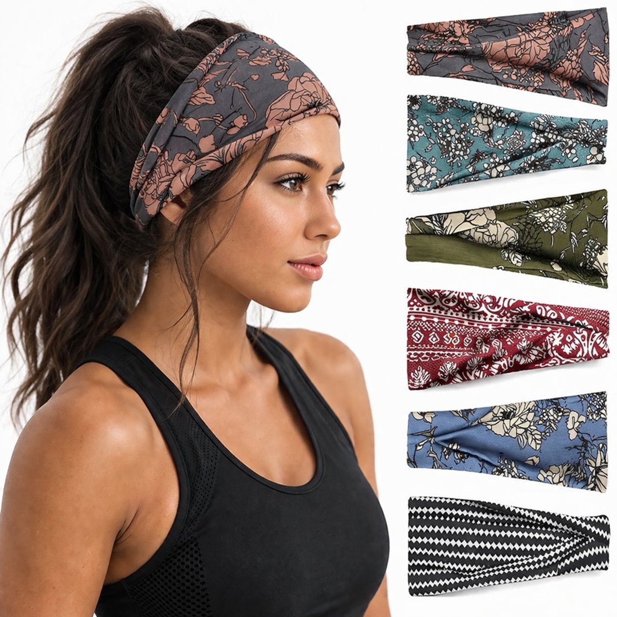 BOTC Haarband - 6 stuks dames haarbanden - Boho hoofdbanden - 23*10CM - Retro Brede Haarbanden - voor Yoga & Workout - Elastische