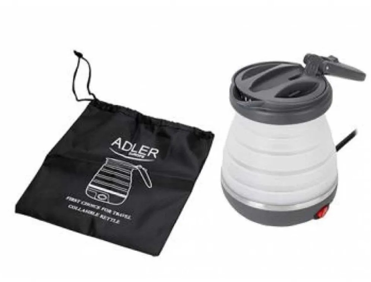 Opvouwbare elektrische waterkoker, 0,6 l, kleine reiswaterkoker, inklapbaar, draagbare elektrische waterkoker voor kamperen, reizen, wandelen, outdoor, roze