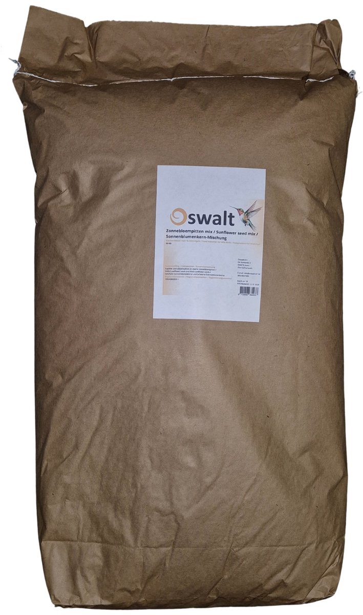 Oswalt - Zonnebloempitten Mix - Gepelde zonnebloempitten en Zwarte zonnebloempitten - 10KG - Buitenvogelvoer