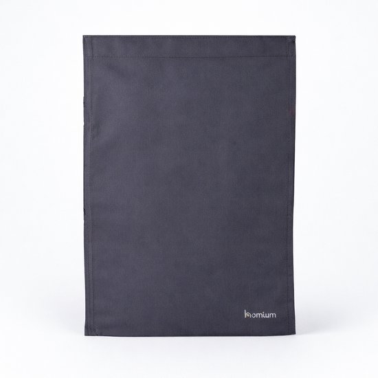 Grijze postvanger met Homium logo rechtsonder.