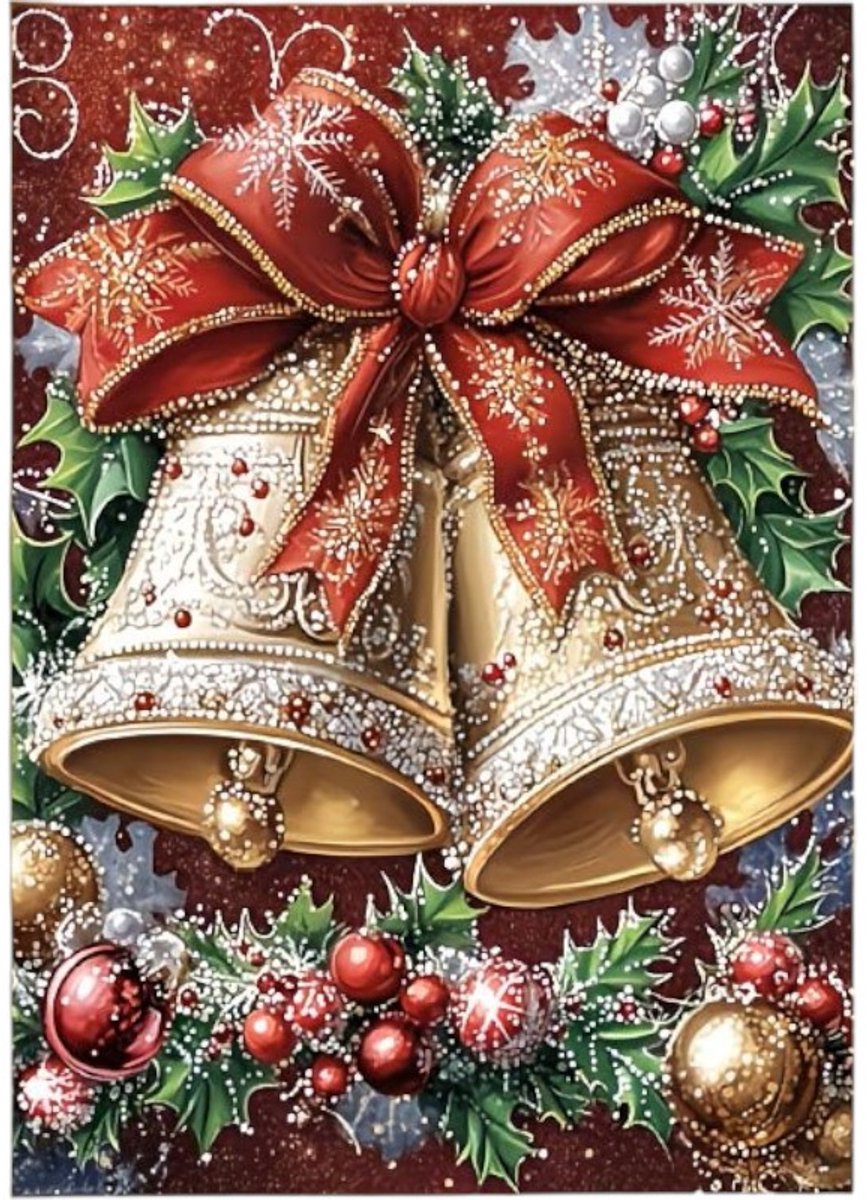 nr 438 Diamond Painting kerstbellen 25x20cm (rond)