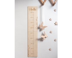 Houten groeimeter voor kinderen, meetlat voor de kinderkamer met naam van hout,gepersonaliseerde lengtemeting met de naam van het kind/kinderkamer/babykamer/wanddecoratie/gepersonaliseerde groeimeter