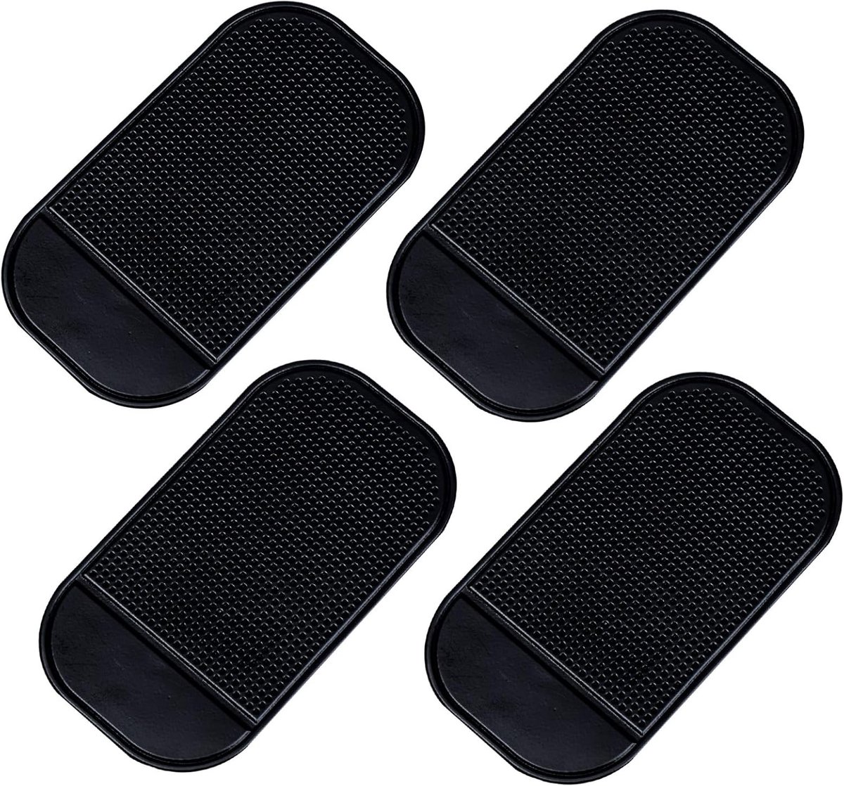Set van 4 antislip siliconen dashboardmatjes - 14 x 8 cm - Autoaccessoires voor mobiele telefoon, zonnebril, sleutels - Zwart