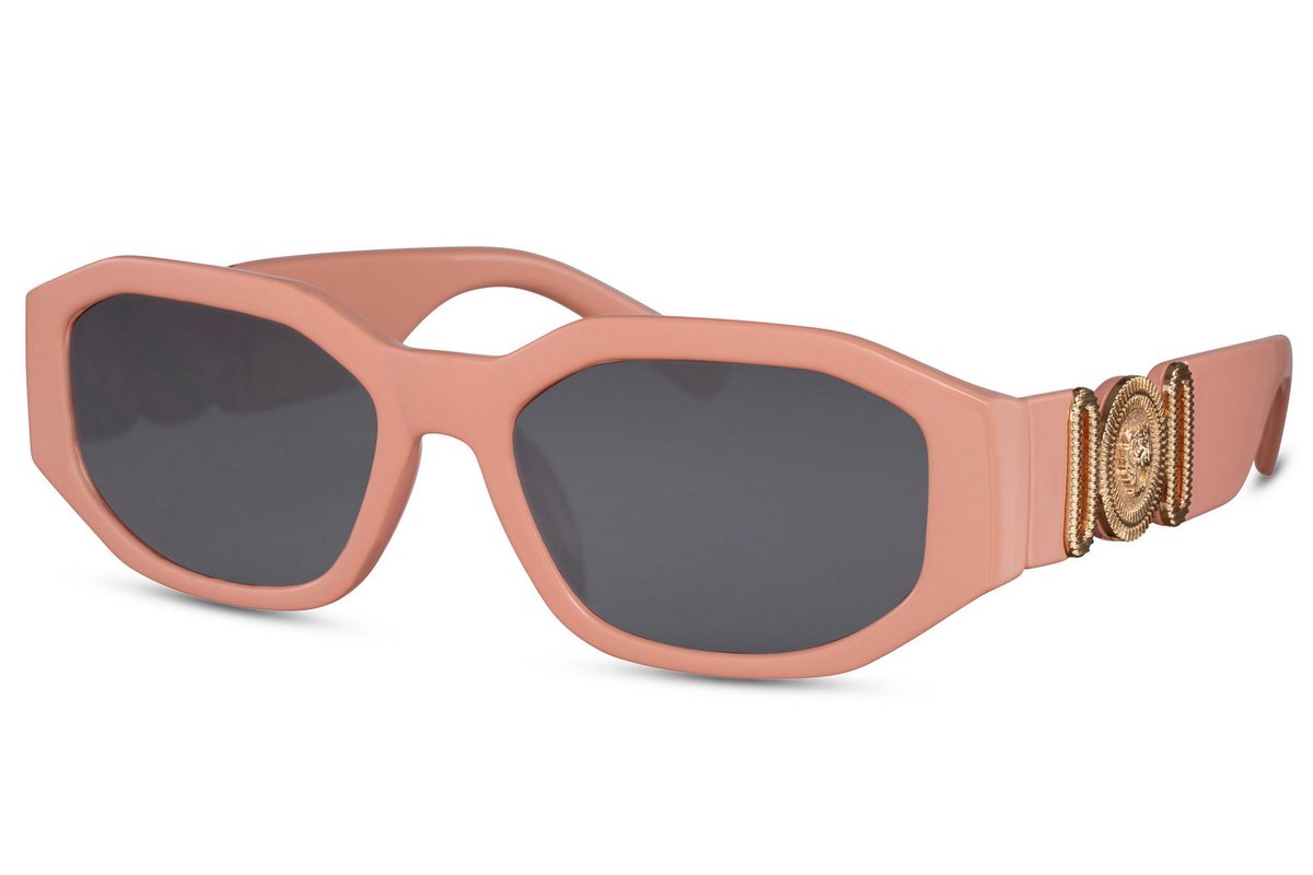 SOLO SOLIS 2975 Roze Zonnebril Dames | Rechthoekige Zonnebril | Chunky Zonnebril | Zwarte Glazen | Festival Bril | Rave Bril | Retro & Trendy Zonnebril | UV400 Cat. 3 | Party & Outdoor Bril | Incl. Brillenhoes & Doekje