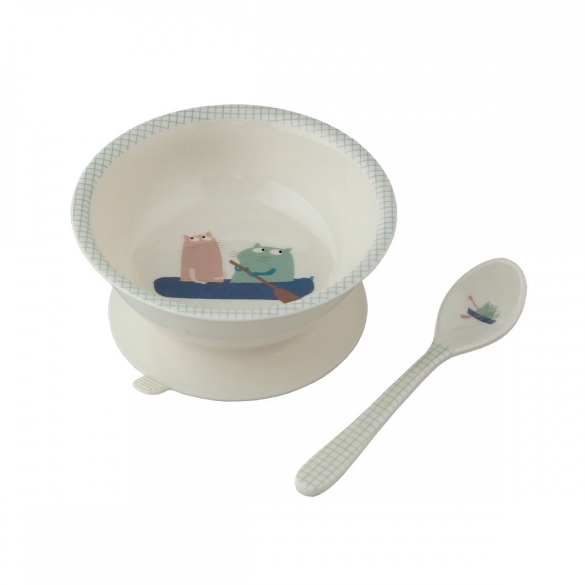 Bowl met zuignap en lepeltje katten