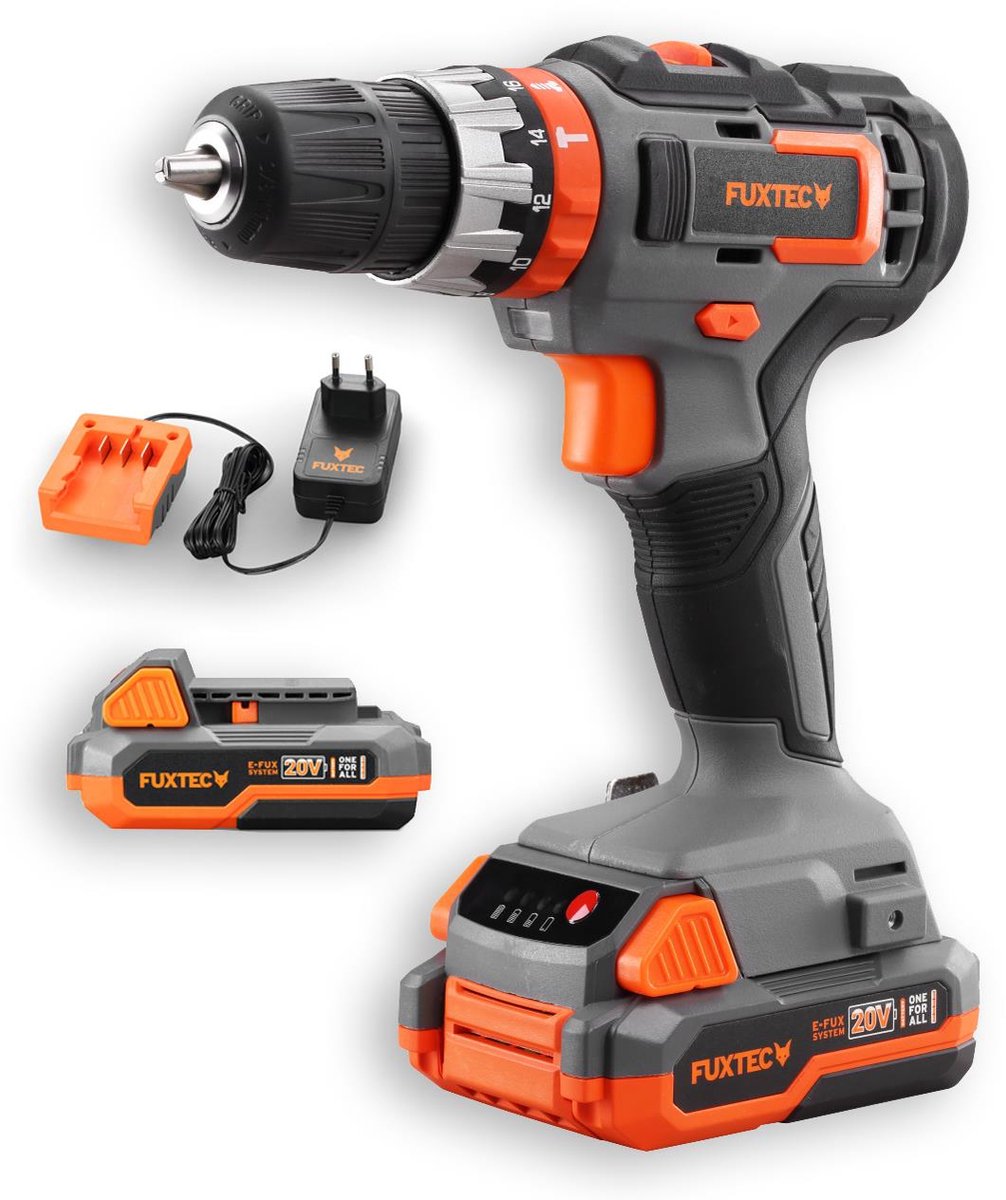 Accuboormachine - FUXTEC FX-E1SBS20 - 20V 21000 slagen/min - 2 x 2Ah batterijen en 1A lader