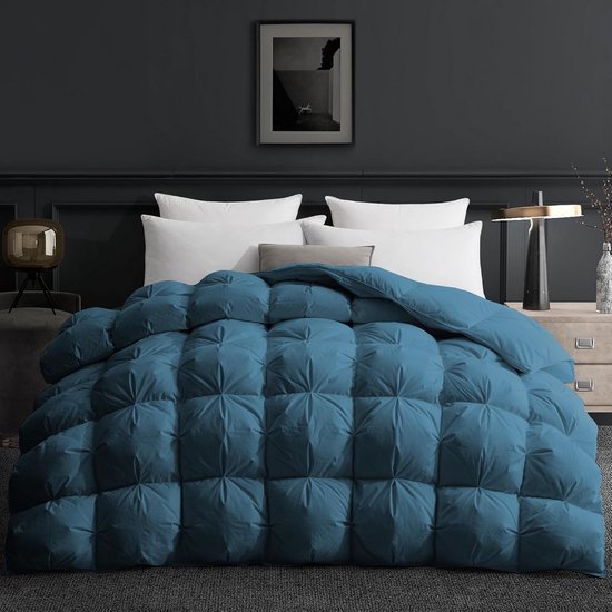 Donsdekbed 200x200 cm - 100% Katoenen Tijk - Donzen Dekbed voor Alle Seizoenen - Wasbaar